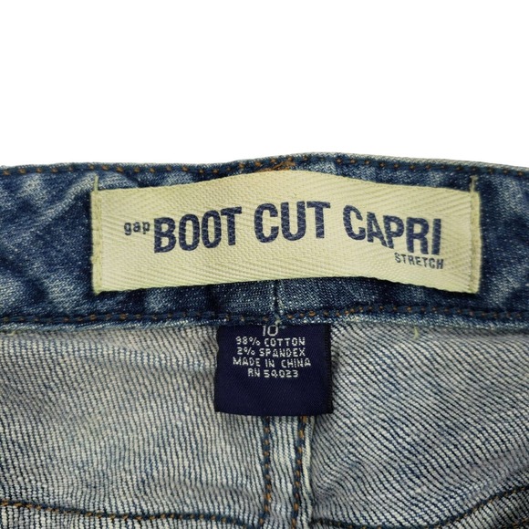 Vtg Gap Boot Cut Capris Jeans 10 Womens Blue Stretch Y2K - Picture 5 of 10